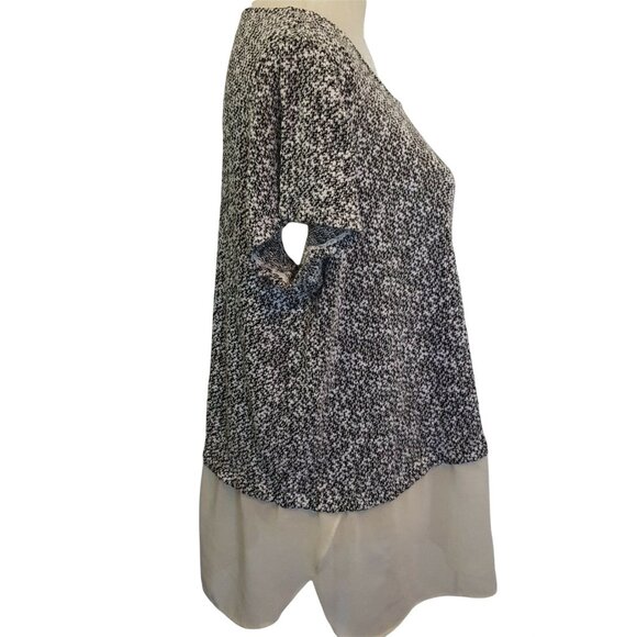 Cato Woman Top Women's 22/24W Cotton/Poly Stretch Black White Knit Short Sleeve - Picture 8 of 12